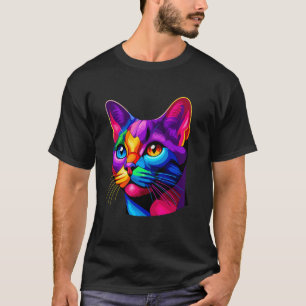 Camiseta Gato Bombay Colorido Arte Pop