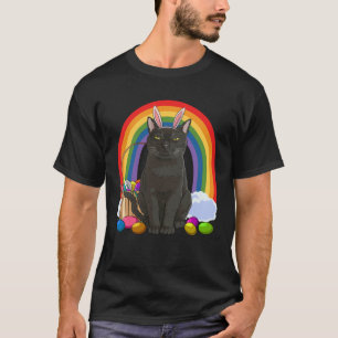 Camiseta Gato Bombay Feliz Pascua Huevos Conejo