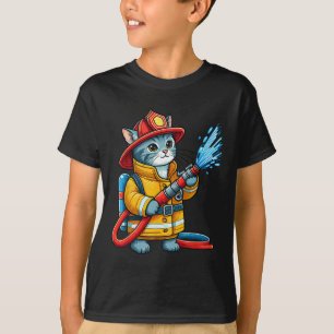 Camiseta Gato bombero bombero gato animal amante