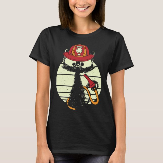 Camiseta Gato bombero con uniforme de bombero bombero (Anverso)