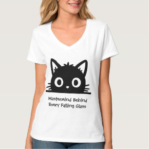 Camiseta Gato Bonito,Gato Divertido,Gato Negro