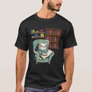 Camiseta Gato Bonito Leyendo Libro Bibliófilos Gato Leyendo