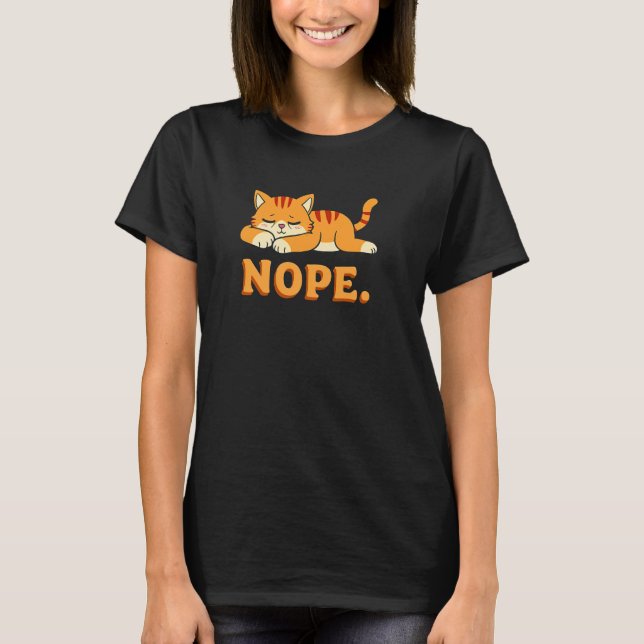 Camiseta Gato Bonito Nope Estilo Dormilón (Anverso)