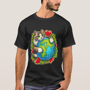 Camiseta Gato Bosque Noruego Día de la Tierra Abrazo Amor D