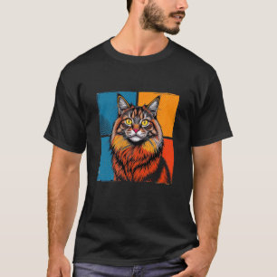 Camiseta Gato Bosque Noruego Pop Art Divertido para Dueños 