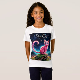Camiseta Gato brillante caprichoso, ojos azules de cola lar