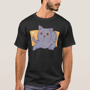 Camiseta Gato Británico Con Mirada Adorable Y Corazones Par