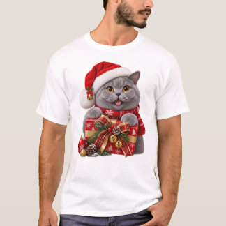 Camiseta Gato británico de pelo corto de Navidad con sombre