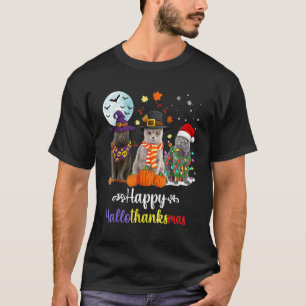 Camiseta Gato británico de pelo corto Halloween Feliz Navid