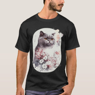 Camiseta Gato British Shorthair Flor de Cerezo Japonesa Sak
