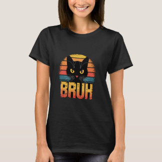Camiseta Gato Bruh Vibra Retró Poniendo de Sol