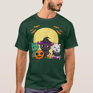 Camiseta Gato Bruja Zombie Vampiro Lazy Halloween Costume C