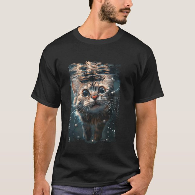 Camiseta Gato buceando en el mar (Anverso)
