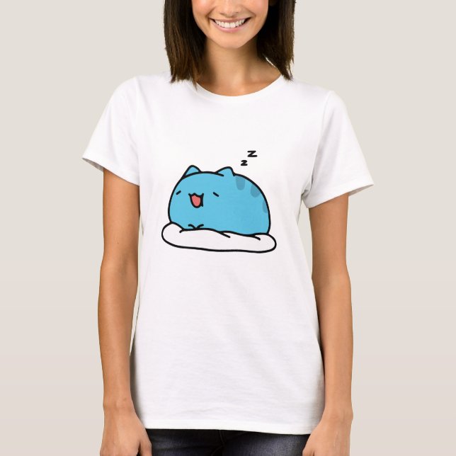 Camiseta Gato BugCat Capoo, gato cómico de Kawaii durmiendo (Anverso)