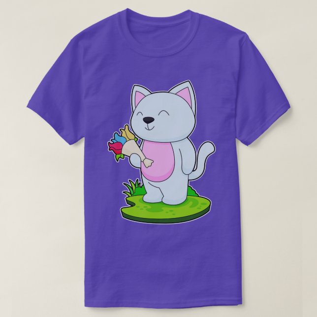 Camiseta Gato Bunch de flores (Diseño del anverso)