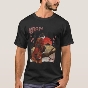 Camiseta Gato Bushido Samurái Guerrero con Katana y Kimono