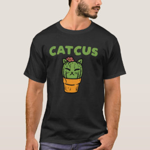 Camiseta Gato Cactus Cute Planta Suculenta Gatito Mujeres C