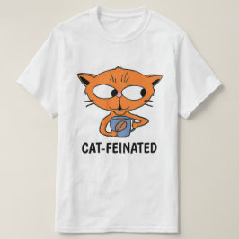 Camiseta GATO-CAFEINADO Gato Bebiendo Café Humorístico