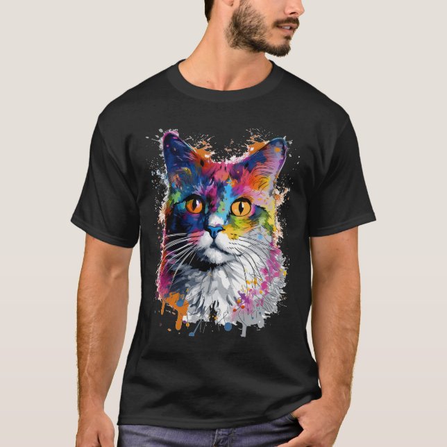 Camiseta Gato caleidoscopio (Anverso)