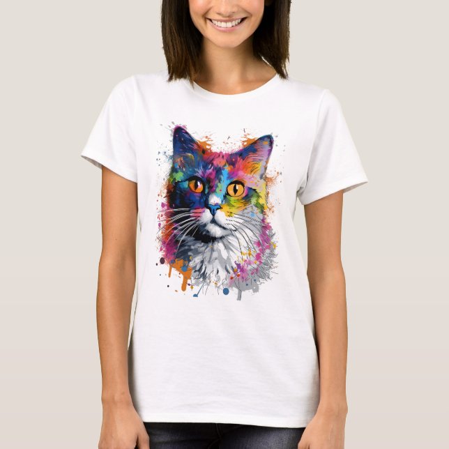 Camiseta Gato caleidoscopio (Anverso)