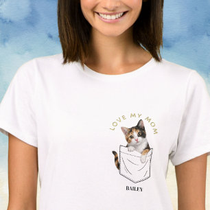 Camiseta Gato Calico Adorable en el Nombre del Bolsillo