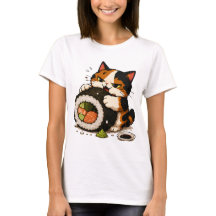 Gato Calico Gruñón Amante del Sushi 