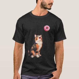 Camiseta Gato Calico Mirando A Donut, Gracioso Gato Calico