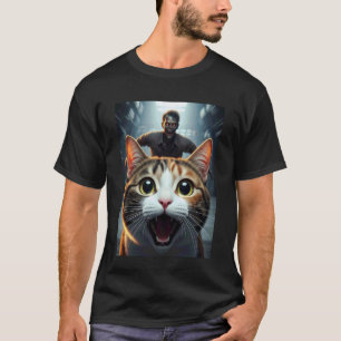 Camiseta Gato Calico Selfie con Dueño de Mascota Divertido