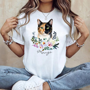 Camiseta Gato calico tricolor acuarela