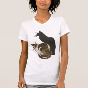 Camiseta Gato Calico Y Gato Negro Recortado