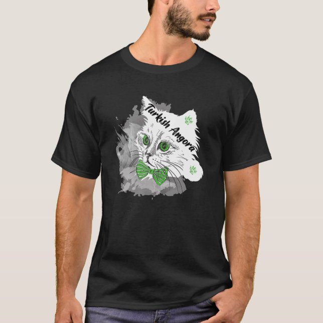 Camiseta Gato Caliente Gato Blanco Gatito Ojos Verdes Con B (Anverso)