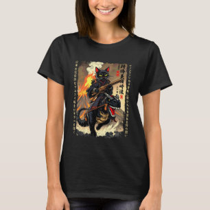 Camiseta gato caligrafía retro dinosaurio erupción volcánic