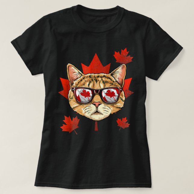 Camiseta Gato canadiense Maple Ree Leaf Canada Flag Kitten  (Diseño del anverso)