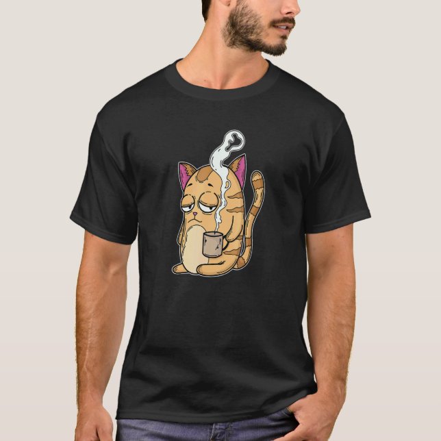 Camiseta Gato Cansado Necesita Café (Anverso)