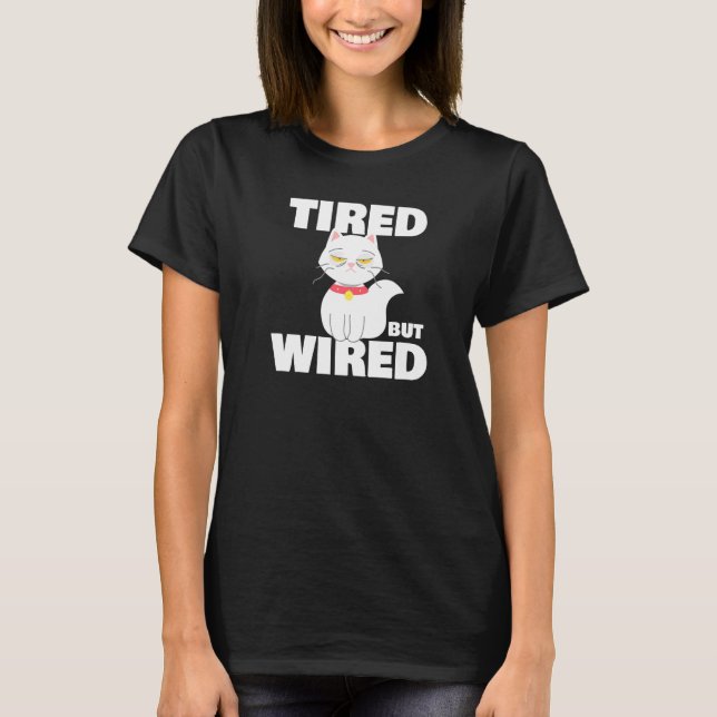 Camiseta Gato cansado pero con cable (Anverso)
