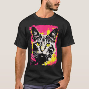 Camiseta Gato Caparazón de Tortuga Rosa Pop Art