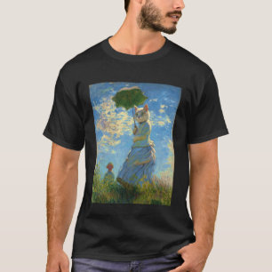 Camiseta Gato Caprichoso con Vestido y Arte de Paraguas Ins