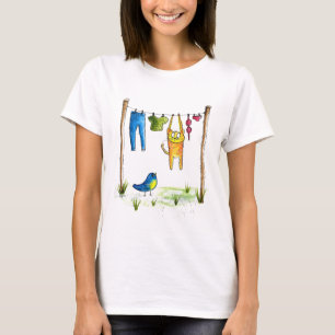 Camiseta Gato caprichoso en la línea de la ropa