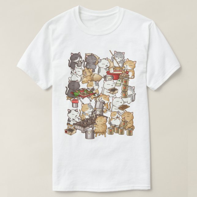 Camiseta Gato caprichoso haciendo Kuih Kapit (Diseño del anverso)