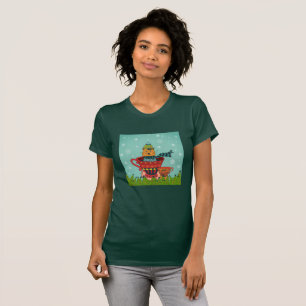 Camiseta Gato caprichoso sentado en una taza de té Navidade