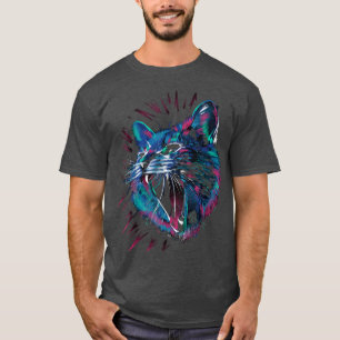 Camiseta Gato Cara de gato colorido y furioso Gatito