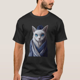 Camiseta Gato Cara Triste Ojos Azules Con Pelaje Blanco Y G