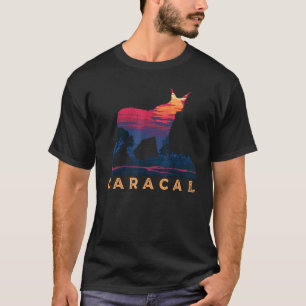 Camiseta Gato Caracal Atardecer Retro Animal Vida Silvestre