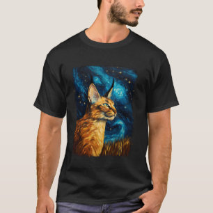 Camiseta Gato Caracal Big Floppa Meme Pintura Noche Estrell