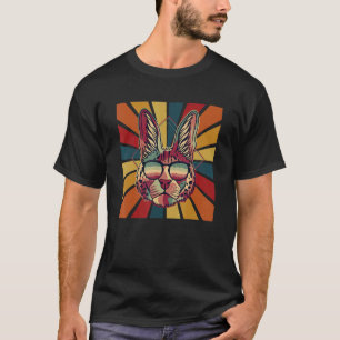 Camiseta Gato Caracal Retro Divertido Con Gafas De Sol Colo