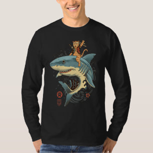 Camiseta Gato Catana Shark japonés gato Japón