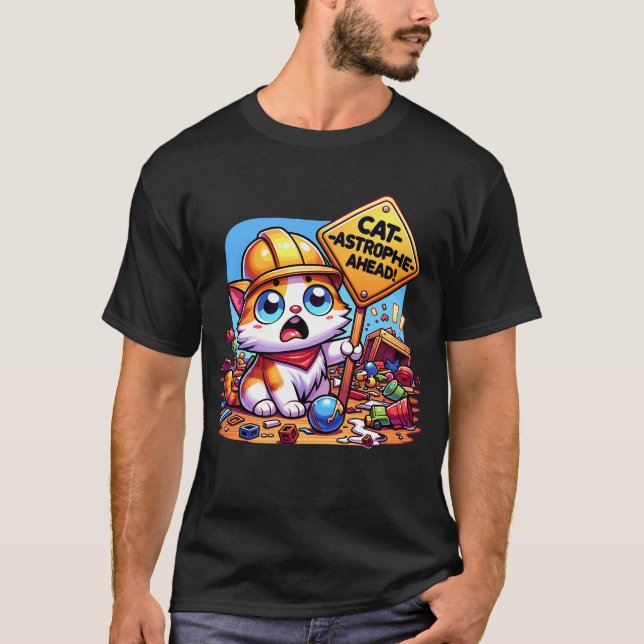 Camiseta ¡Gato-catástrofe por delante! (Anverso)