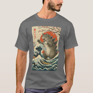 Camiseta Gato Catzilla de estilo japonés vintage para hombr