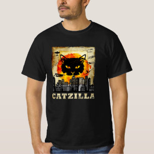 Camiseta gato, catzilla, diversión, humor, texto, japón