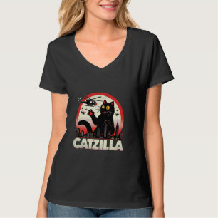 Camiseta Gato Catzilla Retro Amantes Regalos Gráficos Gato 